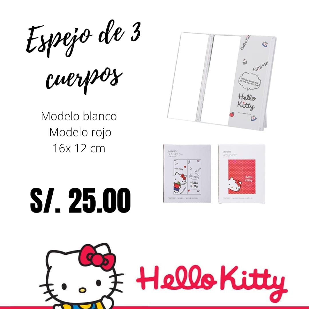 Espejo de tres cuerpos Hello Kitty